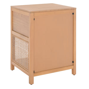 Miya Night Stand - Modern Rattan Accent Table with Drawer and Open Shelf for Stylish Organization