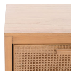 Miya Night Stand - Modern Rattan Accent Table with Drawer and Open Shelf for Stylish Organization