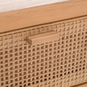 Miya Night Stand - Modern Rattan Accent Table with Drawer and Open Shelf for Stylish Organization