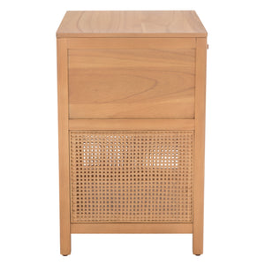 Miya Night Stand - Modern Rattan Accent Table with Drawer and Open Shelf for Stylish Organization