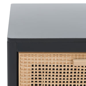 Miya Night Stand - Modern Rattan Accent Table with Drawer and Open Shelf for Stylish Organization