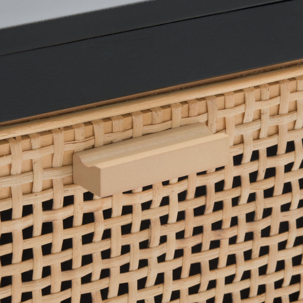 Miya Night Stand - Modern Rattan Accent Table with Drawer and Open Shelf for Stylish Organization