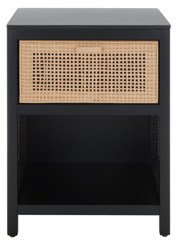 Miya Night Stand - Modern Rattan Accent Table with Drawer and Open Shelf for Stylish Organization