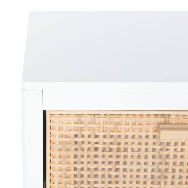 Miya Night Stand - Modern Rattan Accent Table with Drawer and Open Shelf for Stylish Organization