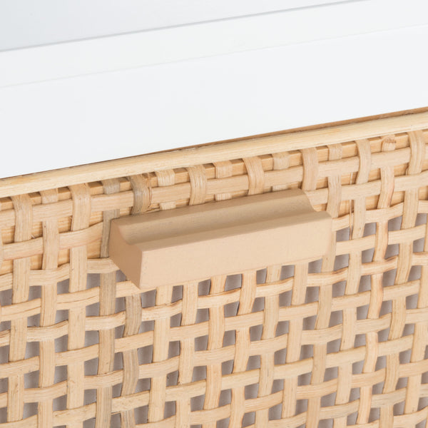 Miya Night Stand - Modern Rattan Accent Table with Drawer and Open Shelf for Stylish Organization