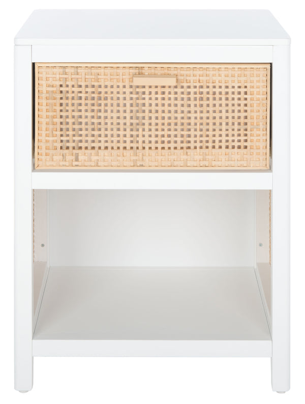 Miya Night Stand - Modern Rattan Accent Table with Drawer and Open Shelf for Stylish Organization