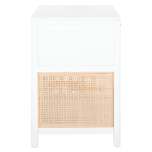 Miya Night Stand - Modern Rattan Accent Table with Drawer and Open Shelf for Stylish Organization