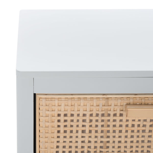 Miya Night Stand - Modern Rattan Accent Table with Drawer and Open Shelf for Stylish Organization