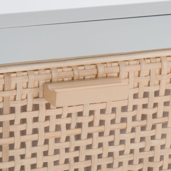 Miya Night Stand - Modern Rattan Accent Table with Drawer and Open Shelf for Stylish Organization