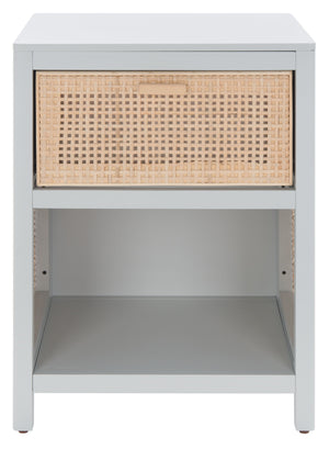 Miya Night Stand - Modern Rattan Accent Table with Drawer and Open Shelf for Stylish Organization