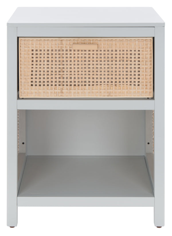 Miya Night Stand - Modern Rattan Accent Table with Drawer and Open Shelf for Stylish Organization