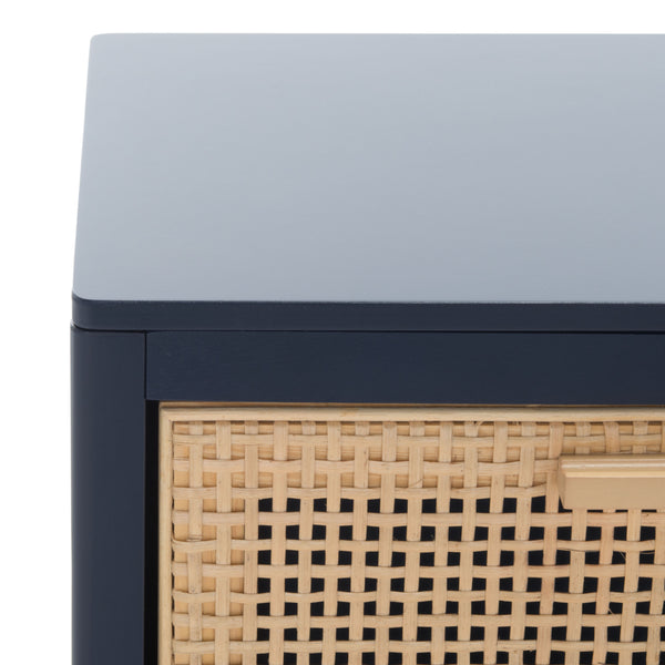 Miya Night Stand - Modern Rattan Accent Table with Drawer and Open Shelf for Stylish Organization