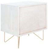 Raveena Nightstand in White Wash / White Wash / Brass