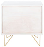 Raveena Nightstand in White Wash / White Wash / Brass