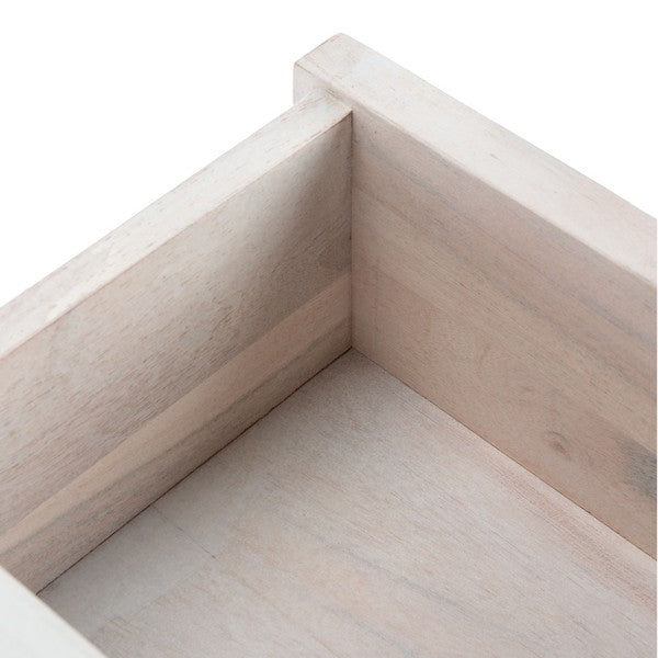 Raveena Nightstand in White Wash - Contemporary Storage Solution with Honeycomb Design & Brass Accents