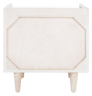 Tahseen Parquet Nightstand White Wash/Silver Wood/Faux Marble NST9004B