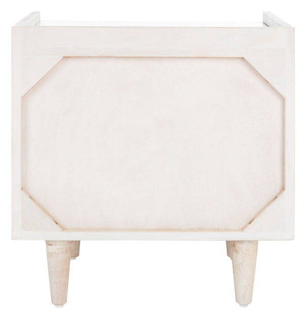 Tahseen Parquet Nightstand White Wash/Silver Wood/Faux Marble NST9004B