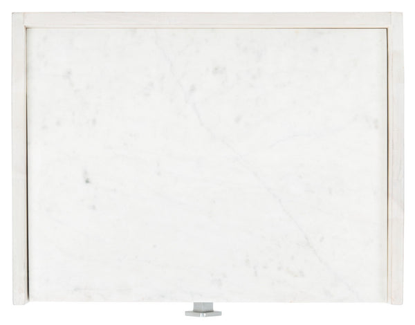 Tahseen Parquet Nightstand White Wash/Silver Wood/Faux Marble NST9004B