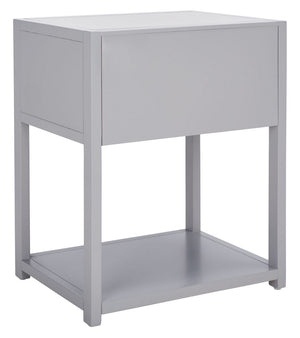 Yudi Nightstand with Chic Grey Finish, Gold Pull Drawer, and Stylish Bottom Shelf for Storage