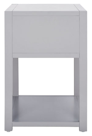 Yudi Nightstand with Chic Grey Finish, Gold Pull Drawer, and Stylish Bottom Shelf for Storage