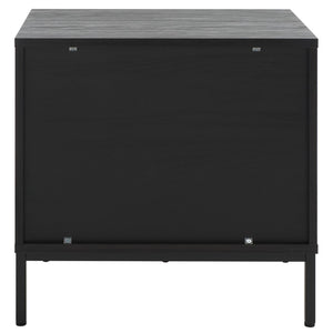 Safavieh Lylia 2 Drawer Nightstand Black / Black Legs / Gold Handle Pb/ Mdf NST9605B