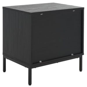 Safavieh Lylia 2 Drawer Nightstand Black / Black Legs / Gold Handle Pb/ Mdf NST9605B