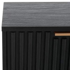 Safavieh Lylia 2 Drawer Nightstand Black / Black Legs / Gold Handle Pb/ Mdf NST9605B