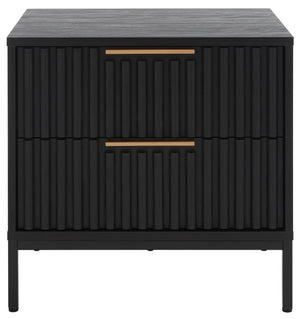 Safavieh Lylia 2 Drawer Nightstand Black / Black Legs / Gold Handle Pb/ Mdf NST9605B