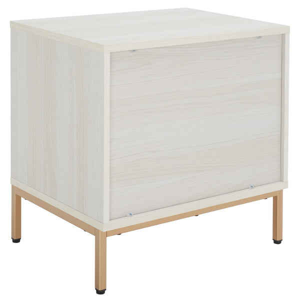Safavieh Lylia 2 Drawer Nightstand White / Gold Legs / Gold Handle Pb/ Mdf NST9605C