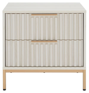 Safavieh Lylia 2 Drawer Nightstand White / Gold Legs / Gold Handle Pb/ Mdf NST9605C