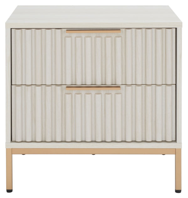 Safavieh Lylia 2 Drawer Nightstand White / Gold Legs / Gold Handle Pb/ Mdf NST9605C