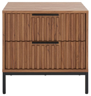 Safavieh Lylia 2 Drawer Nightstand Oak / Black Legs / Black Handle Pb/ Mdf NST9605D