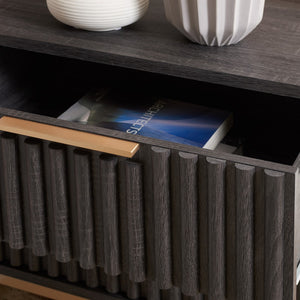 Safavieh Lylia 2 Drawer Nightstand Distressed Black / Gold Legs / Gold Handle Pb/ Mdf NST9605E