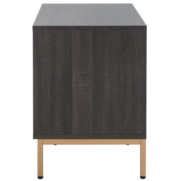 Safavieh Lylia 2 Drawer Nightstand Distressed Black / Gold Legs / Gold Handle Pb/ Mdf NST9605E