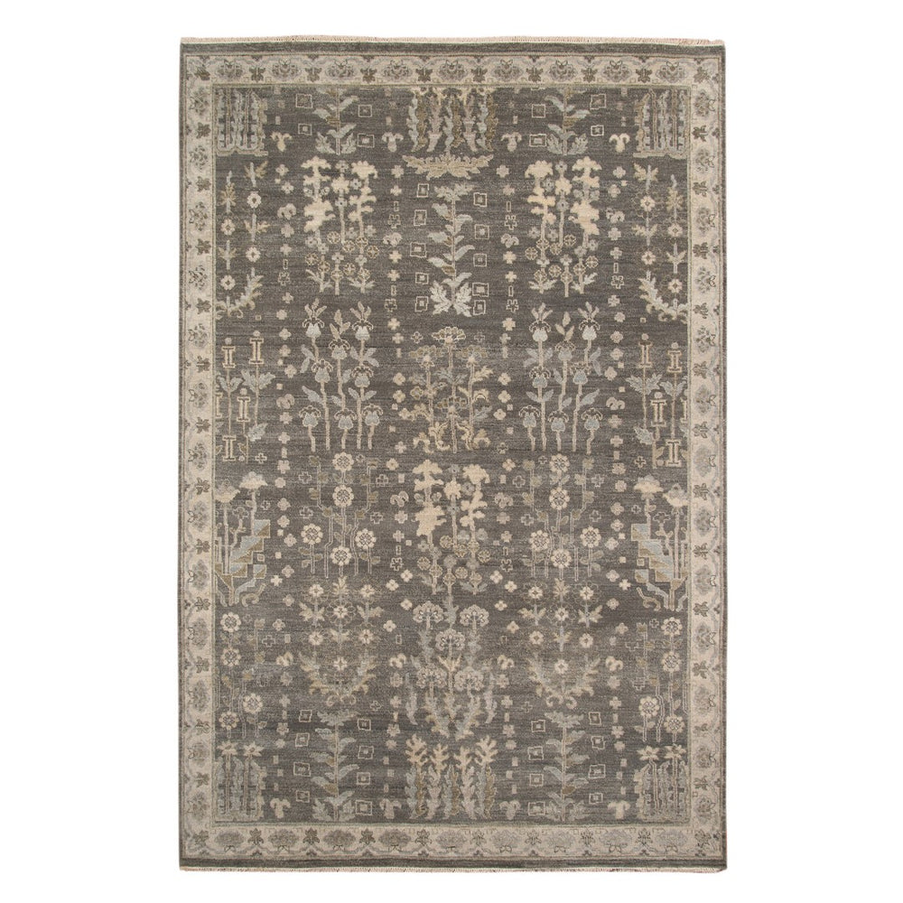 AMER Rugs Nuit Arabe NUI-2 Hand-Knotted Bordered Transitional Area Rug Gray/Brown 10' x 14'