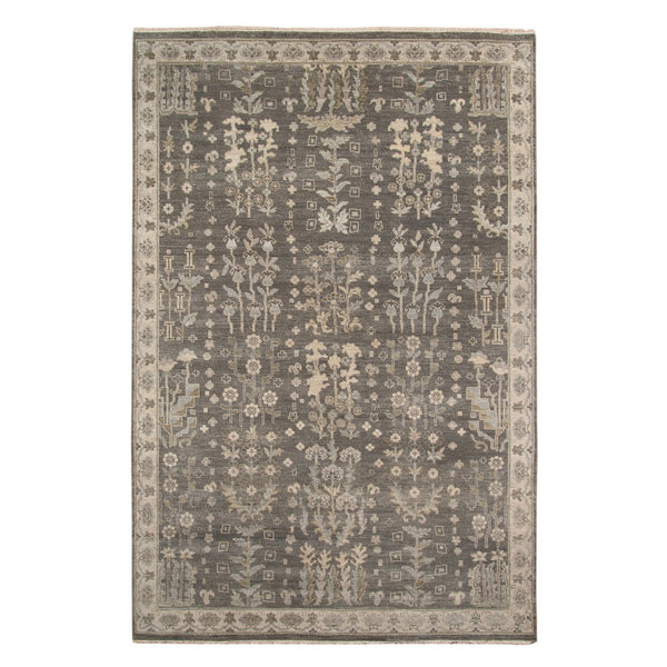 AMER Rugs Nuit Arabe NUI-2 Hand-Knotted Bordered Transitional Area Rug Gray/Brown 10' x 14'