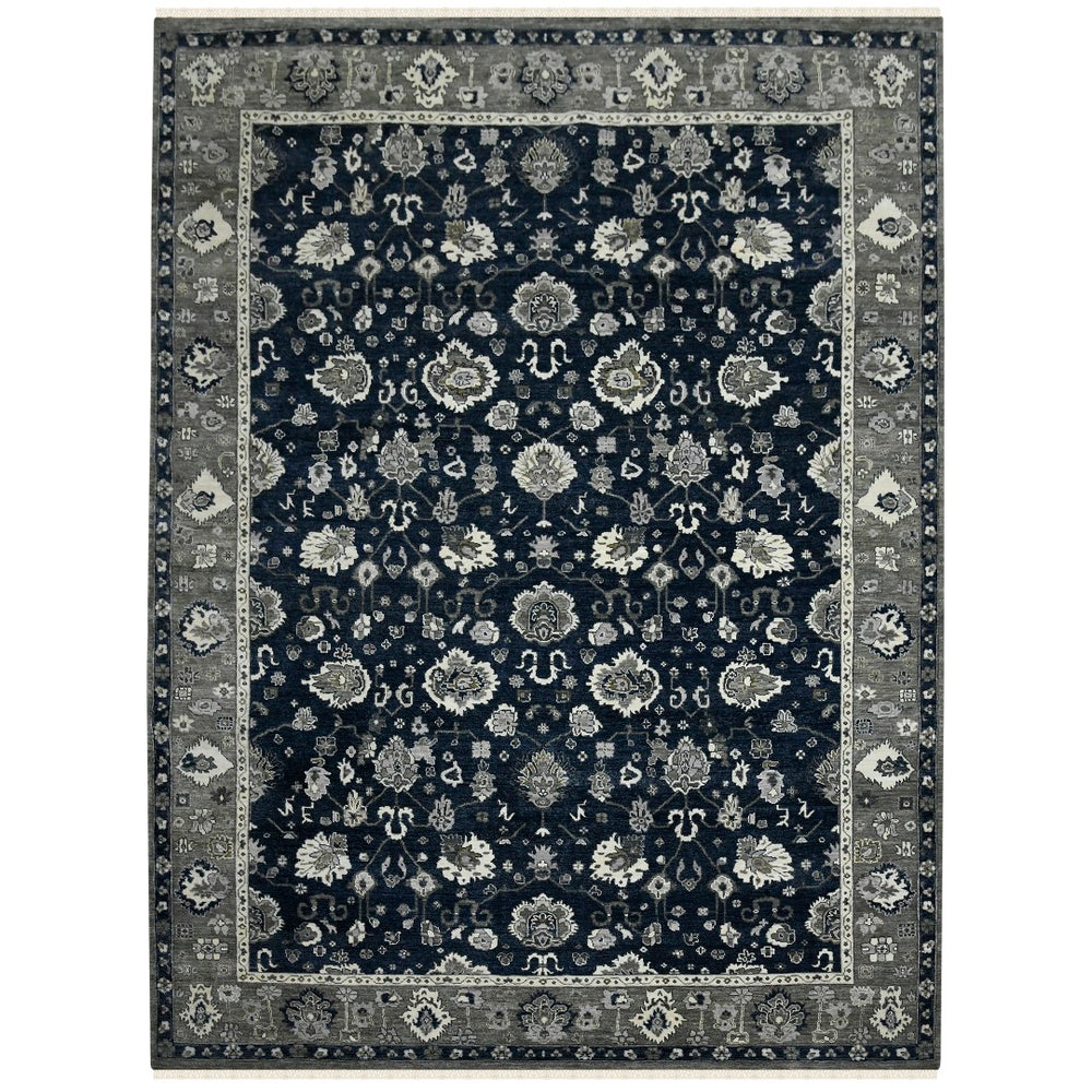 AMER Rugs Nuit Arabe NUI-20 Hand-Knotted Bordered Transitional Area Rug Navy 10' x 14'