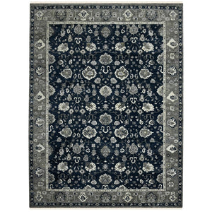 AMER Rugs Nuit Arabe NUI-20 Hand-Knotted Bordered Transitional Area Rug Navy 10' x 14'