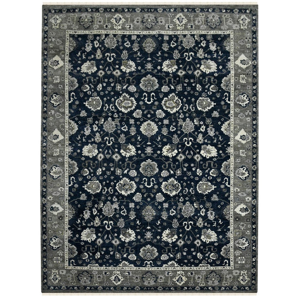 AMER Rugs Nuit Arabe NUI-20 Hand-Knotted Bordered Transitional Area Rug Navy 10' x 14'