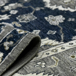 AMER Rugs Nuit Arabe NUI-20 Hand-Knotted Bordered Transitional Area Rug Navy 10' x 14'