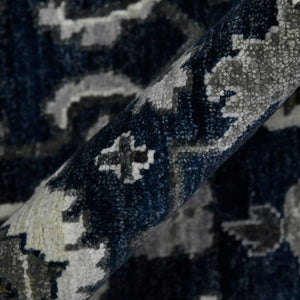 AMER Rugs Nuit Arabe NUI-20 Hand-Knotted Bordered Transitional Area Rug Navy 10' x 14'