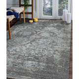 AMER Rugs Nuit Arabe NUI-22 Hand-Knotted Bordered Transitional Area Rug Silver 10' x 14'
