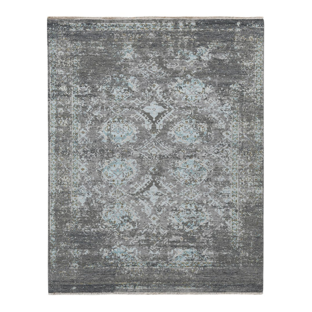 AMER Rugs Nuit Arabe NUI-22 Hand-Knotted Bordered Transitional Area Rug Silver 10' x 14'