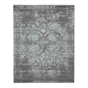 AMER Rugs Nuit Arabe NUI-22 Hand-Knotted Bordered Transitional Area Rug Silver 10' x 14'