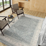 AMER Rugs Nuit Arabe NUI-3 Hand-Knotted Bordered Transitional Area Rug Blue 10' x 14'