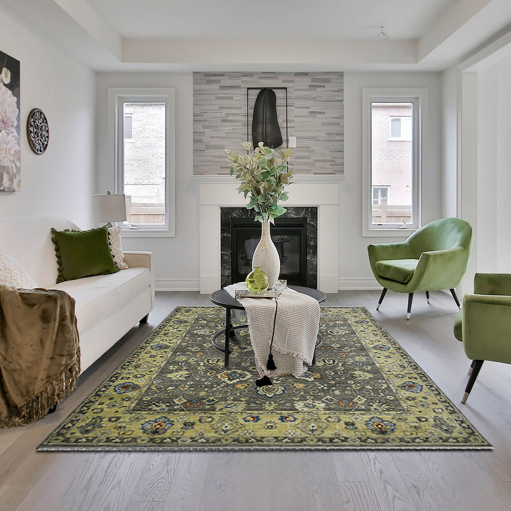 AMER Rugs Nuit Arabe NUI-46 Hand-Knotted Bordered Transitional Area Rug Taupe 10' x 14'