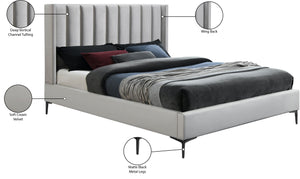 Nadia Velevet / Engineered Wood / Metal / Foam Contemporary Cream Velvet Full Bed - 59" W x 82" D x 48" H