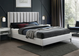 Nadia Velevet / Engineered Wood / Metal / Foam Contemporary Cream Velvet Full Bed - 59" W x 82" D x 48" H