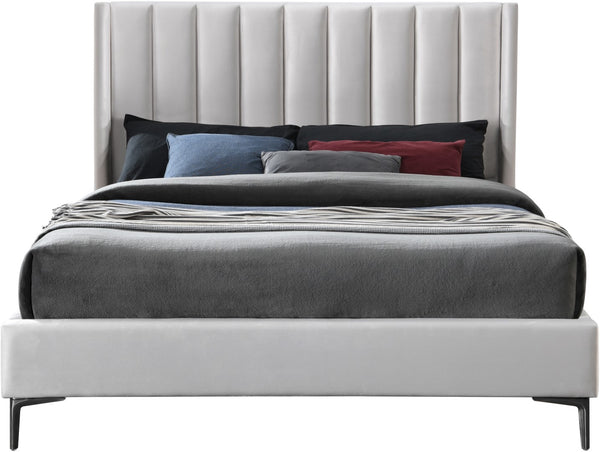 Nadia Velevet / Engineered Wood / Metal / Foam Contemporary Cream Velvet Full Bed - 59" W x 82" D x 48" H
