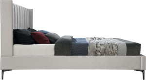 Nadia Velevet / Engineered Wood / Metal / Foam Contemporary Cream Velvet Full Bed - 59" W x 82" D x 48" H
